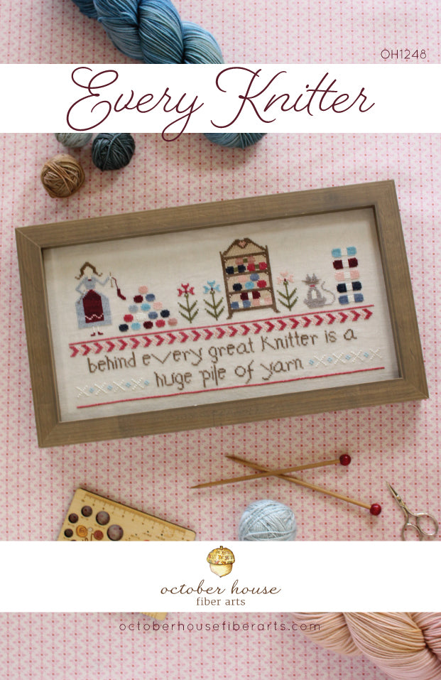 Every Knitter - Cross Stitch Pattern - October House Fiber Arts